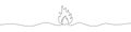 Continuous line drawing of fire. Flame linear icon. One line drawing background. Fire continuous line icon