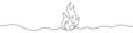 Continuous line drawing of fire. Flame linear icon. One line drawing background. Fire continuous line icon