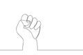 Continuous line drawing fist. One line hand with clenched fingers. Protest or revolution concept. Vector