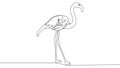 Continuous line drawing of flamingo staying on one leg