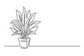 Continuous line drawing of a flower in a pot Royalty Free Stock Photo