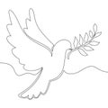 Continuous line drawing flying dove with olive branch peace icon vector illustration concept Royalty Free Stock Photo
