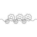 Illustration one line drawing of gear Royalty Free Stock Photo