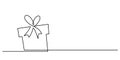 continuous line drawing of gift box minimal style Royalty Free Stock Photo