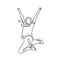 Continuous line drawing of girl jump minimalist design