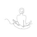 continuous line drawing of girl in meditation. isolated sketch drawing of girl in meditation line concept. outline thin stroke