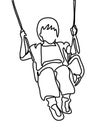 Continuous line drawing. Girl swinging on swing. Vector illustration. People in the Park. sketch Royalty Free Stock Photo