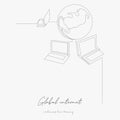 Continuous line drawing. global internet connection. simple vector illustration. global internet connection concept hand drawing
