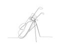 Continuous line drawing of golf bag full of clubs, golfer sport equipment vector Illustration. Single one line art of golf bag Royalty Free Stock Photo