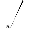 Continuous line drawing of golf club and ball vector illustration. Royalty Free Stock Photo