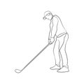 Continuous line drawing of golfer Royalty Free Stock Photo