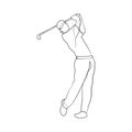 Continuous line drawing of golfer Royalty Free Stock Photo