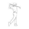 Continuous line drawing of golfer Royalty Free Stock Photo
