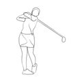 Continuous line drawing of golfer Royalty Free Stock Photo