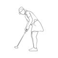 Continuous line drawing of golfer Royalty Free Stock Photo