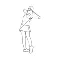 Continuous line drawing of golfer Royalty Free Stock Photo