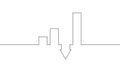 Continuous line drawing of graph business icon. Arrow down, graph down outline Royalty Free Stock Photo