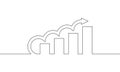 Continuous line drawing of graph business icon. Arrow up, Bar chart, growth graph outline Royalty Free Stock Photo