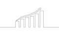 Continuous line drawing of graph business icon. Arrow up. Bar chart Royalty Free Stock Photo