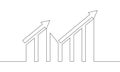 Continuous line drawing of graph business icon. Arrow up icon outline Royalty Free Stock Photo