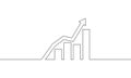 Continuous line drawing of graph business icon. Business growth, bar chart, arrow up Royalty Free Stock Photo