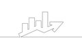 Continuous line drawing of graph business icon. Growth graph. Increasing arrow Royalty Free Stock Photo