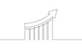 Continuous line drawing of graph icon. arrow up. Increase bar chart. Business growth Royalty Free Stock Photo