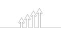 Continuous line drawing of graph icon business, arrow up, bar chart Royalty Free Stock Photo