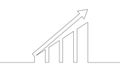 Continuous line drawing of graph icon business. Arrow up. Bar chart Royalty Free Stock Photo