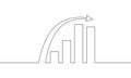 Continuous line drawing of graph icon business. arrow up outline