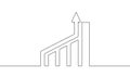 Continuous line drawing of graph icon. Business growth. Bar chart. Arrow up Royalty Free Stock Photo