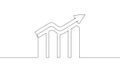 Continuous line line drawing of graph icon business. Increase sales. Arrow up. Growth graph Royalty Free Stock Photo