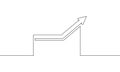 Continuous line drawing of graph icon business. Increasing arrow. Growth Royalty Free Stock Photo