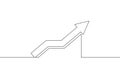 Continuous line drawing of graph icon business. Increasing arrow Royalty Free Stock Photo