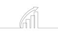 Continuous line drawing of graph icon business. Increse arrow. Bar chart Royalty Free Stock Photo