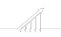 Continuous line drawing of graph icon. Illustration vector of arrow Royalty Free Stock Photo