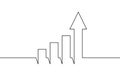 Continuous line drawing of graph icon. Illustration vector of arrow up Royalty Free Stock Photo
