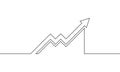 Continuous line drawing of graph icon. Increasing arrow up Royalty Free Stock Photo