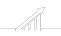 Continuous line drawing of graph. Illustration vector of increasing arrow Royalty Free Stock Photo