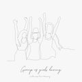 Continuous line drawing. group of girls having fun. simple vector illustration. group of girls having fun concept hand drawing