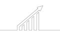 Continuous line drawing of growth graph. Graph icon business. Increasing arrow up Royalty Free Stock Photo