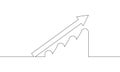 Continuous line drawing of growth graph. Illustration vector of arrow up Royalty Free Stock Photo