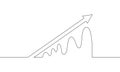 Continuous line drawing of growth graph. Illustration vector of arrow up Royalty Free Stock Photo