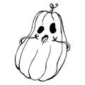 Continuous line drawing of Halloween pumpkin. Vector illustration