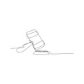 continuous line drawing of hammer judge. isolated sketch drawing of hammer judge line concept. outline thin stroke vector Royalty Free Stock Photo