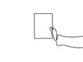 Continuous line drawing Hand holding a blank sheet of paper with copyspace. Royalty Free Stock Photo
