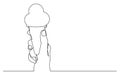 Continuous line drawing of hand holding ice cream cone Royalty Free Stock Photo