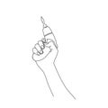 Continuous line drawing of hand holding screwdriver. carpentery line art with active stroke