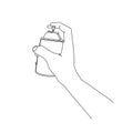 Continuous line drawing of Hand holding spay paint. Air spray paint line art with active stroke