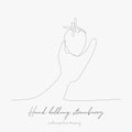 Continuous line drawing. hand holding strawberry. simple vector illustration. hand holding strawberry concept hand drawing sketch